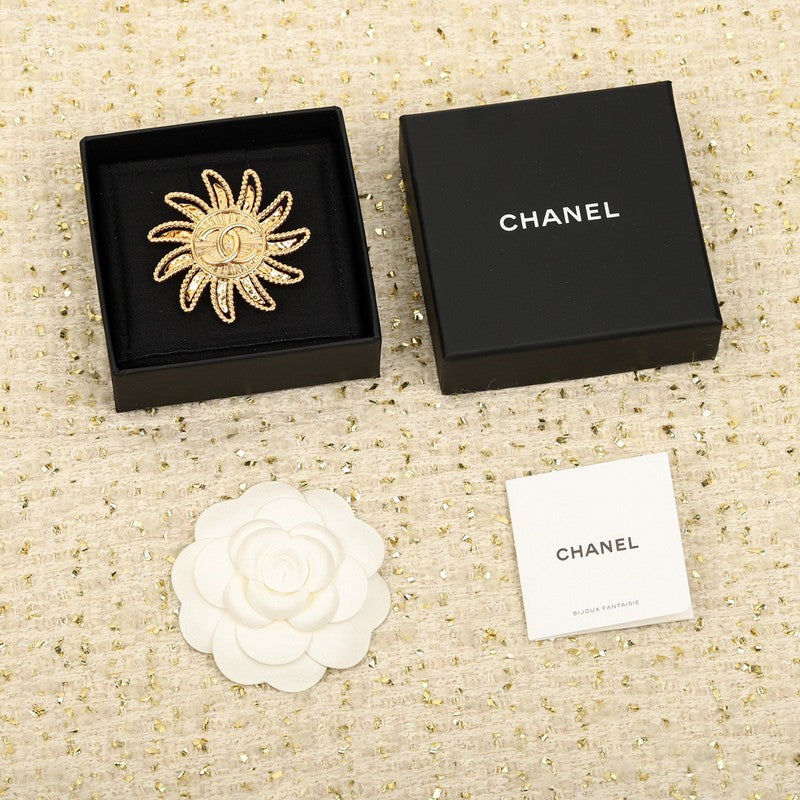Chanel Sunflower 18K Gold Brooch