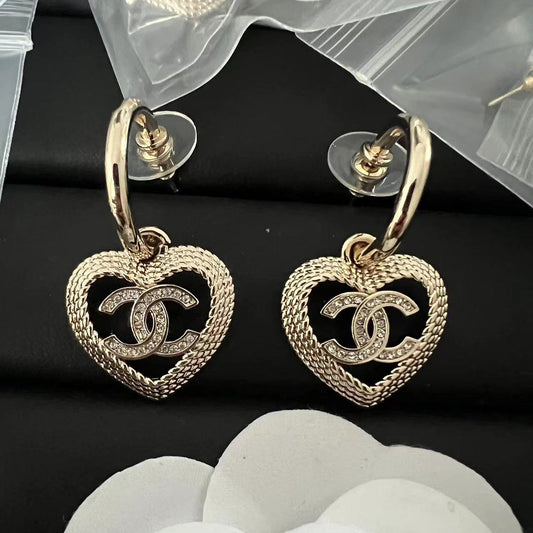 Chanel Heart 18K Gold Earrings