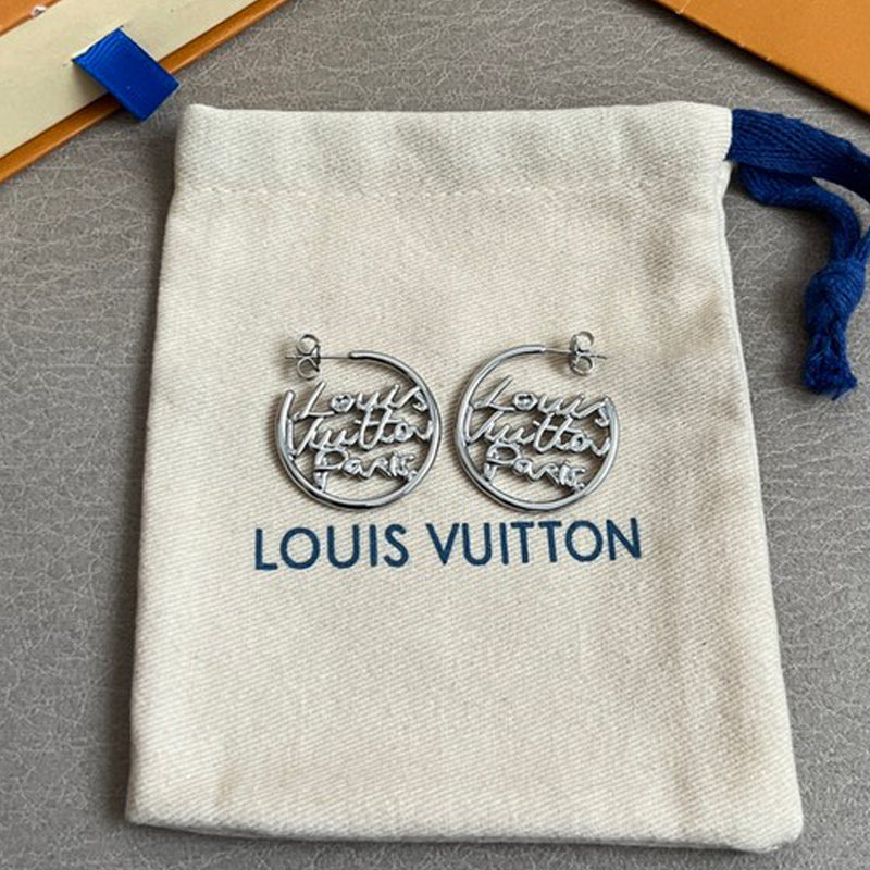 Louis Vuitton Script Gold 18K Gold Earrings