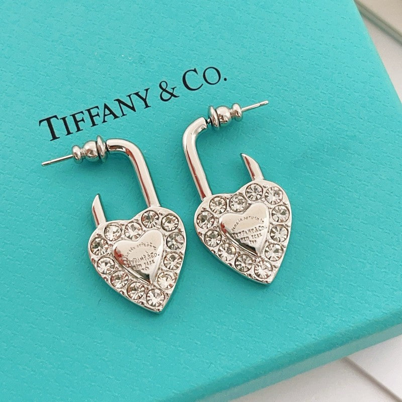 Tiffany Diamond Heart 18K Gold Earrings