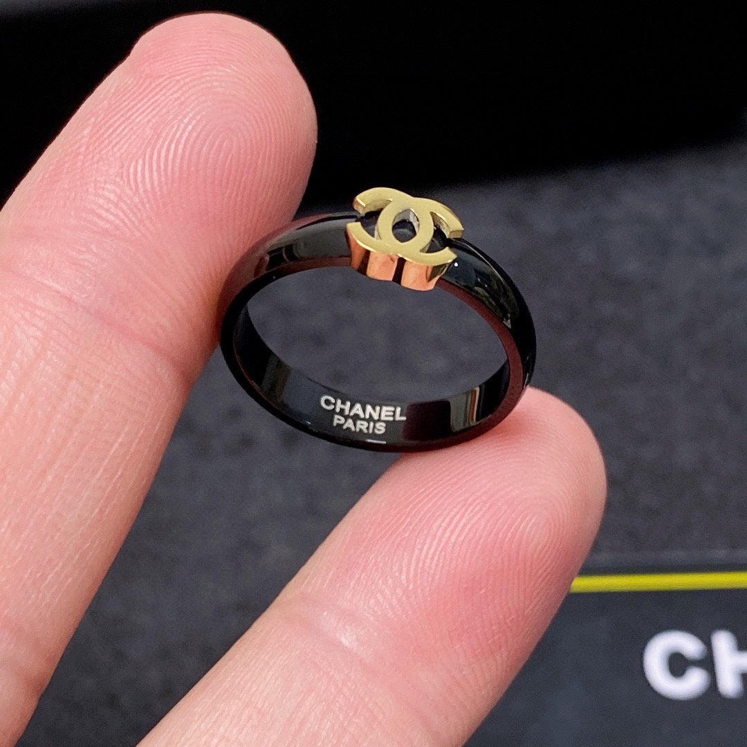 Chanel Black 18K Gold Ring