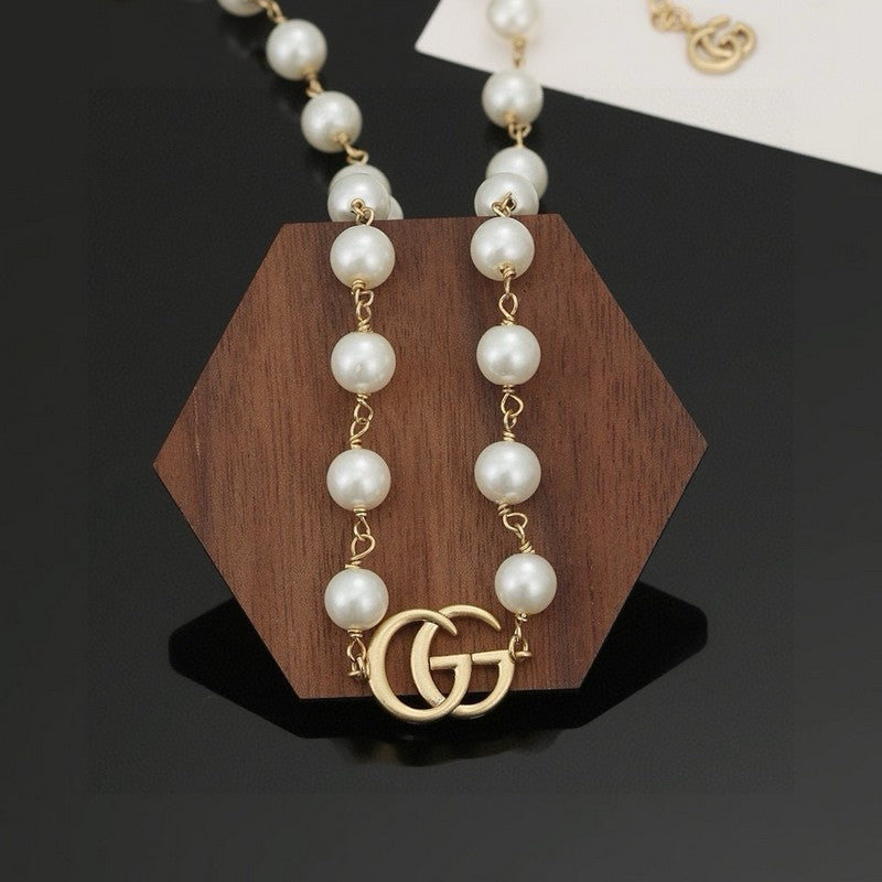 Gucci Double Pearl 18K Gold Necklace