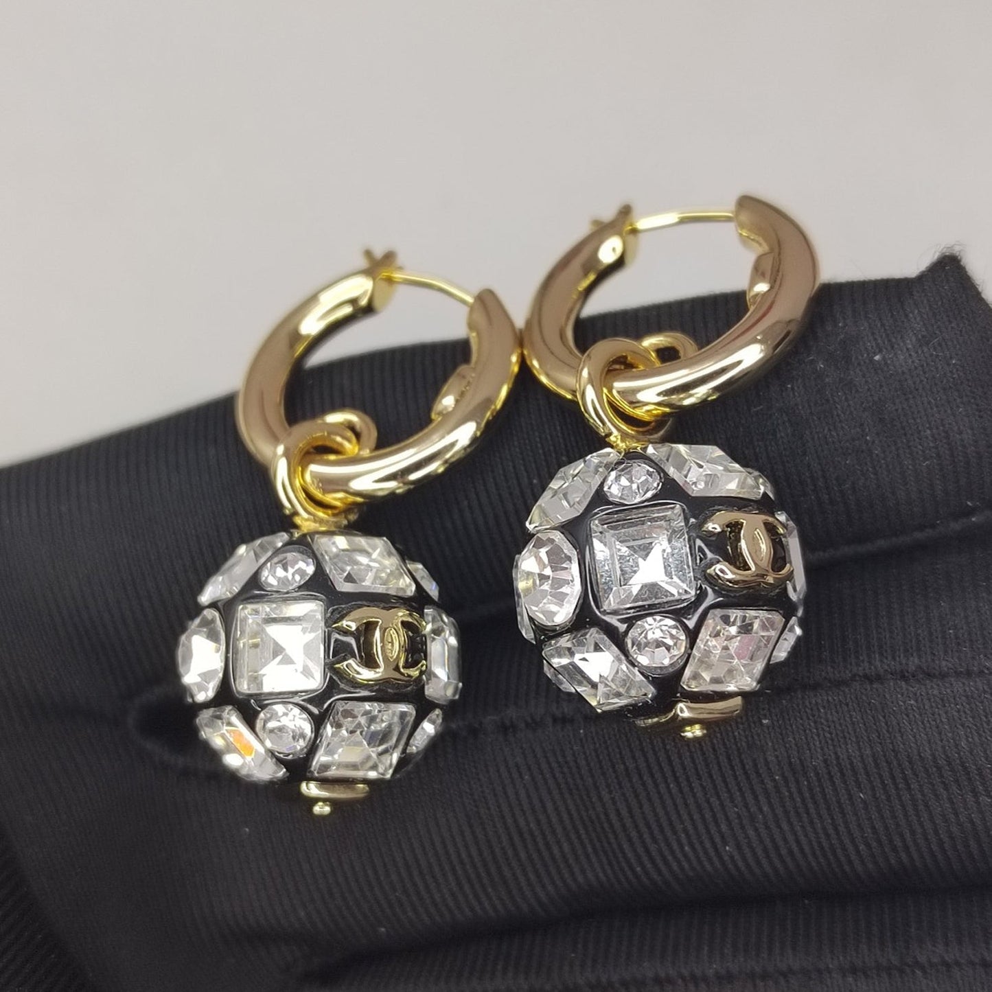 Chanel Ball Crystals 18K Gold Earrings