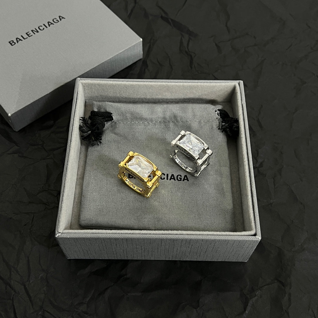 Balenciaga Crystal 18K Gold Ring
