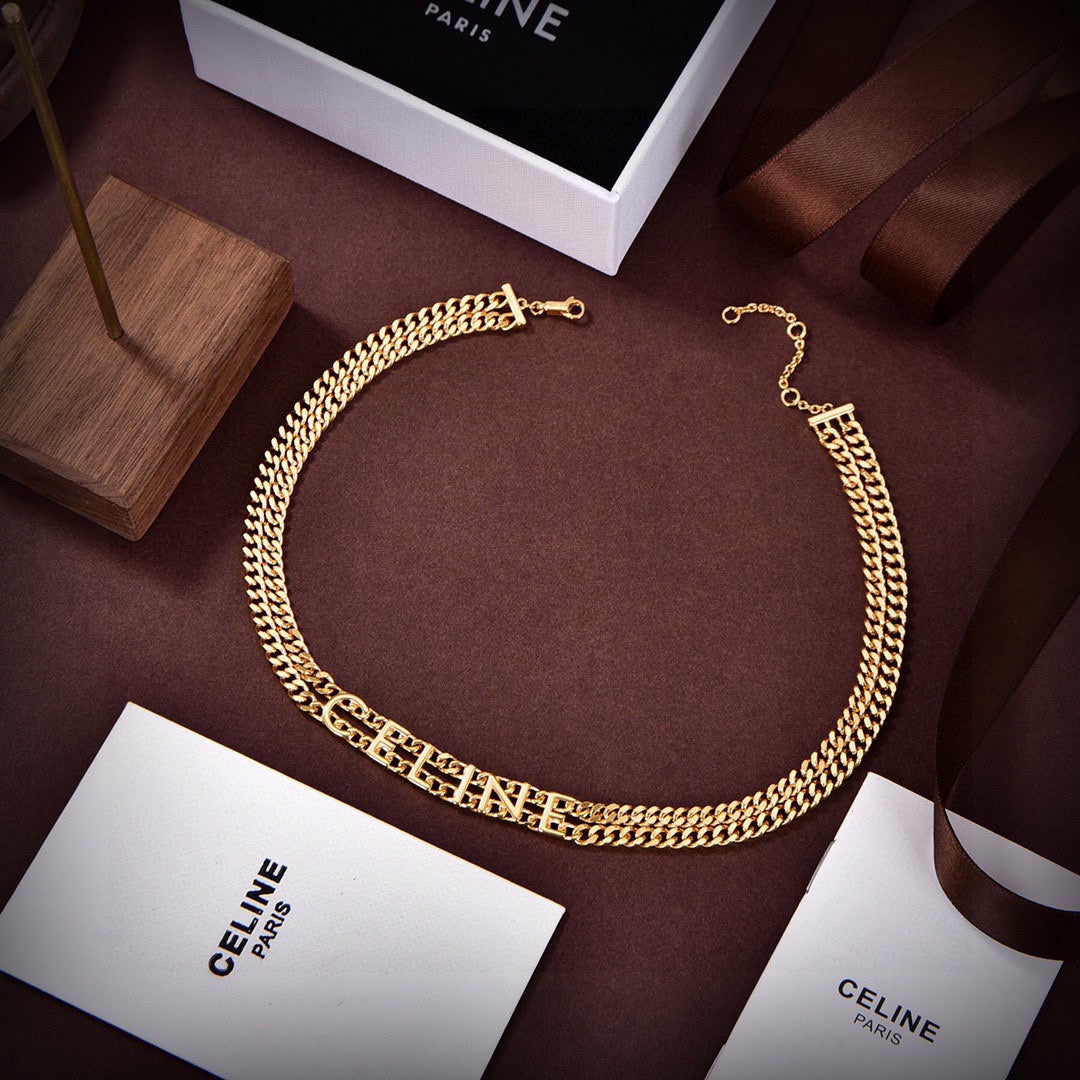 Celine Script Choker 18K Gold Necklace