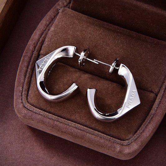 Prada Triangle Open 18K Gold Earrings