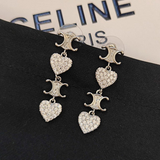 Celine Heart Pendant 18K Gold Earrings