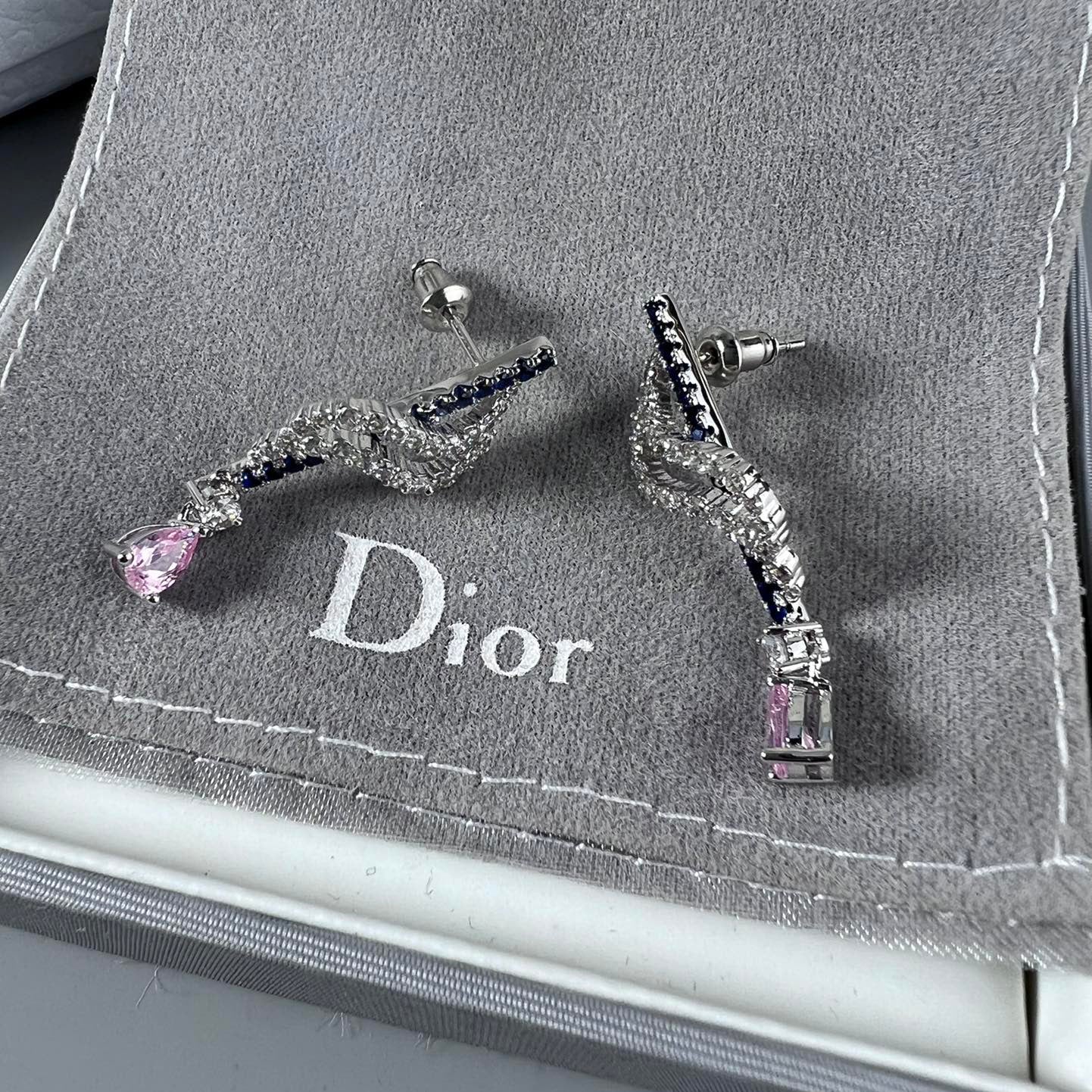 Dior Vintage Purple Crystal 18K Gold Earrings