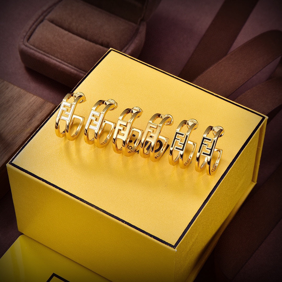Fendi Forever Oval 18K Gold Earrings