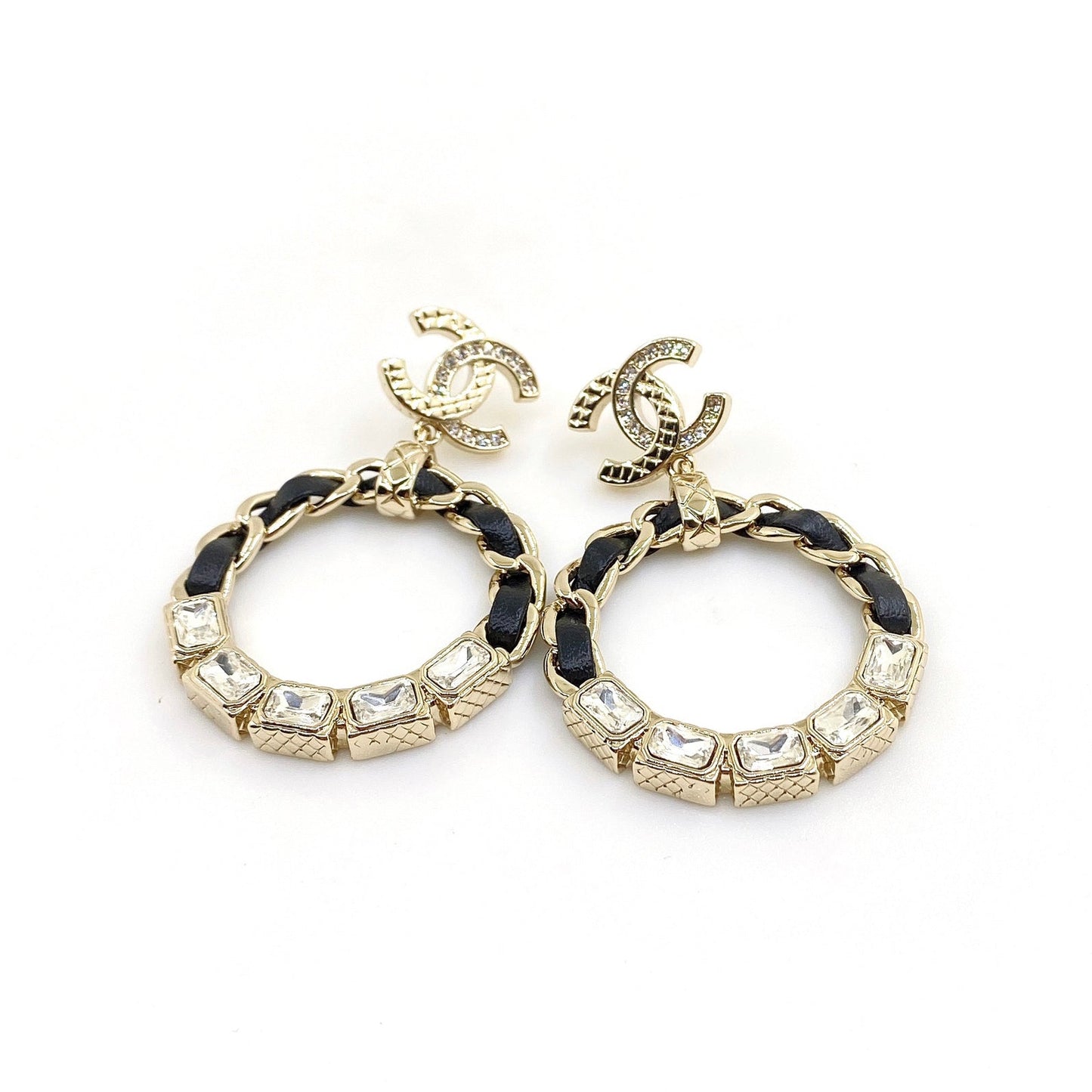 Chanel Round Crystals 18K Gold Earrings
