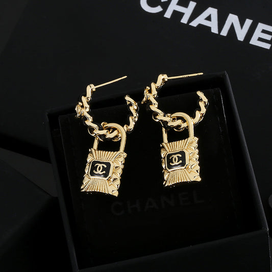 Chanel Lock 18K Gold Earrings