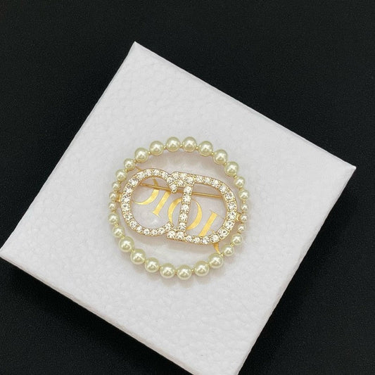 Dior Pearls 18K Gold Brooch