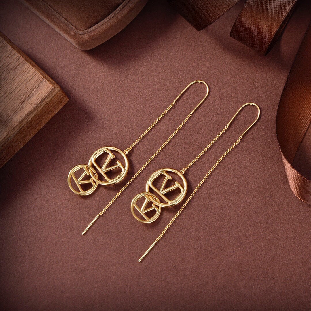Valentino Long 18K Gold Earrings