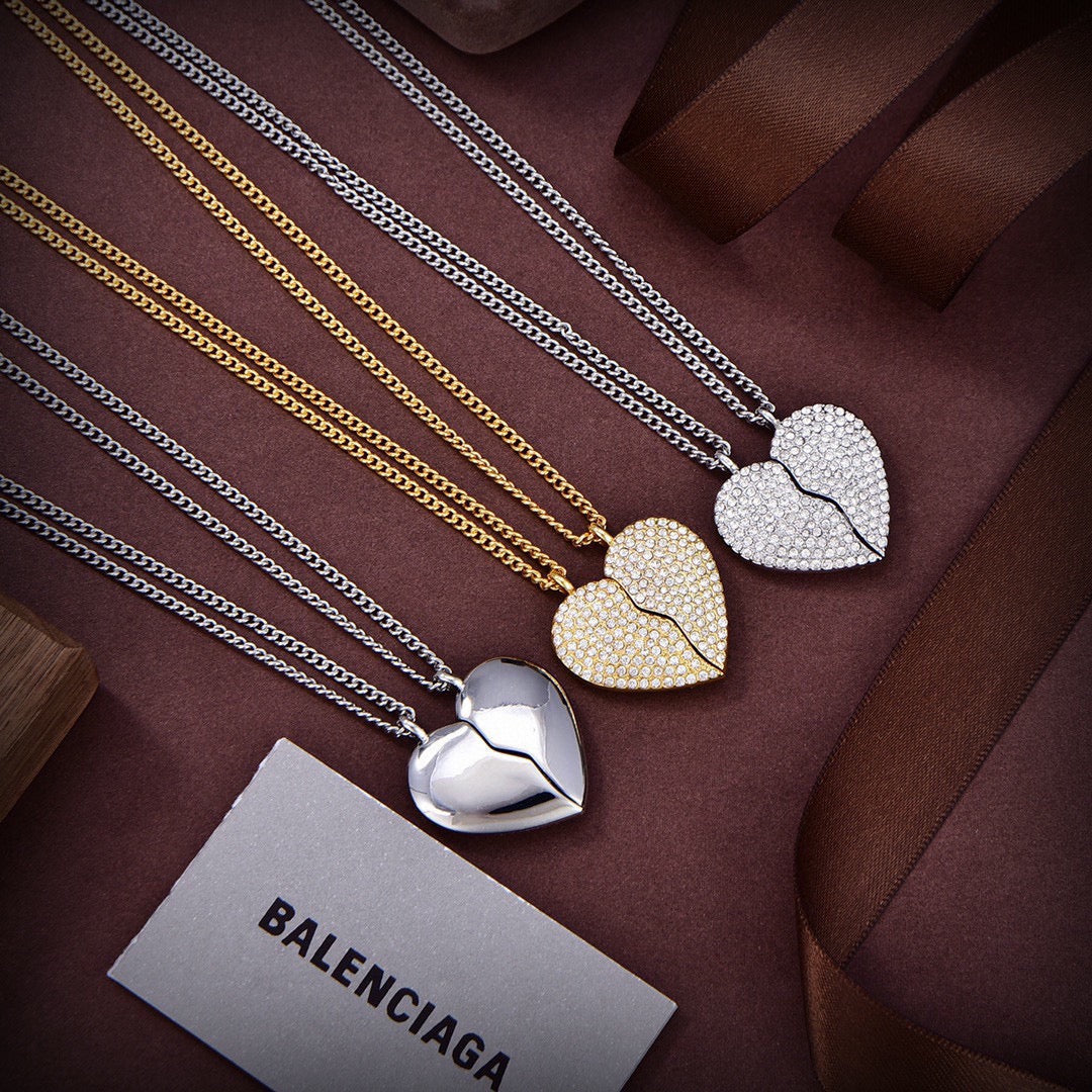 Balenciaga Lovelock Set Of Two Silver-tone Crystal 18K Gold Necklace