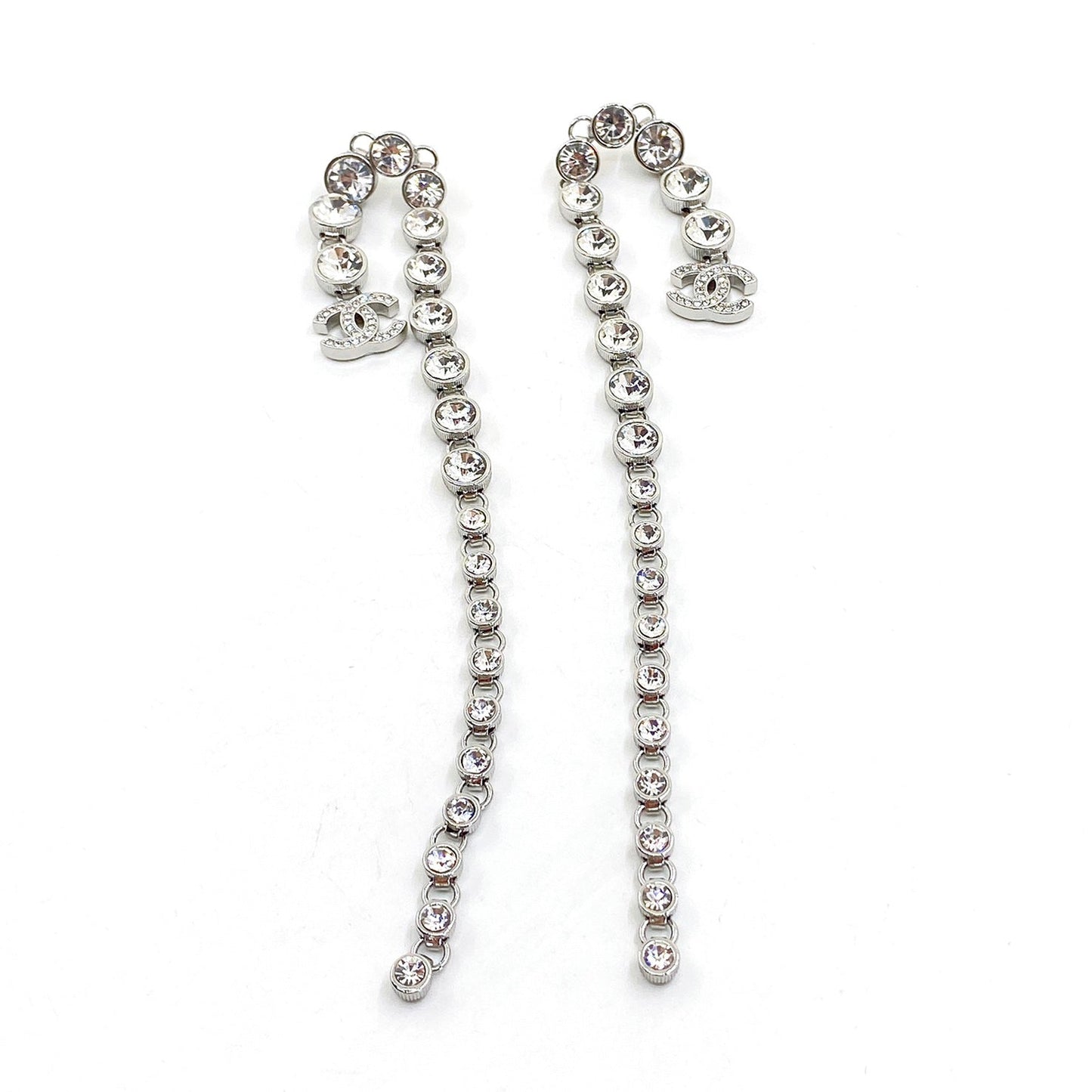 Chanel Long Crystal 18K Gold Earrings
