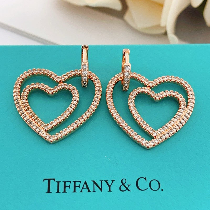 Tiffany Heart Diamond 18K Gold Earrings