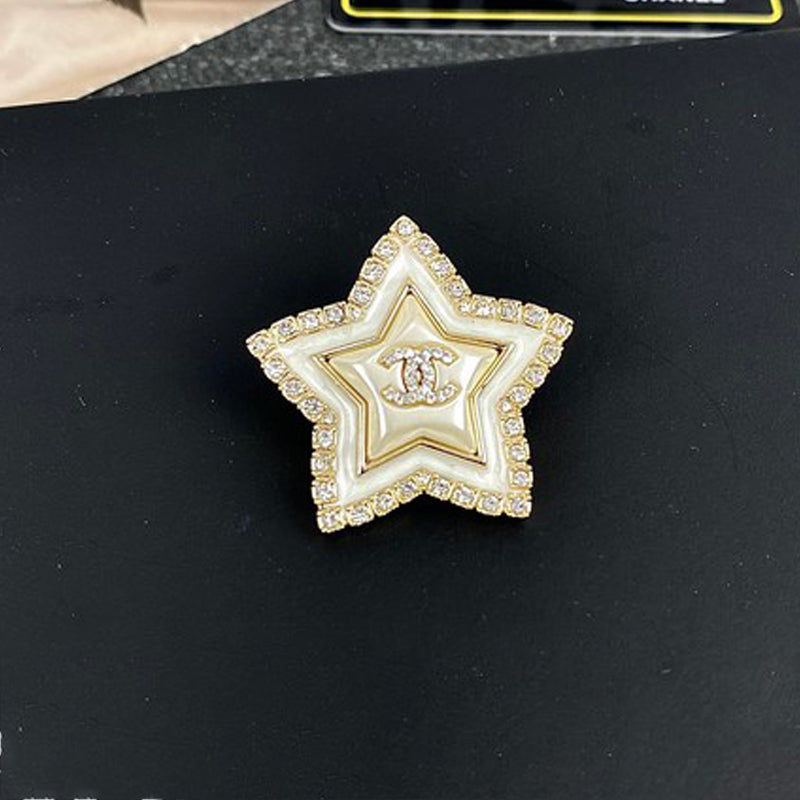 Chanel Star Pearl 18K Gold Brooch