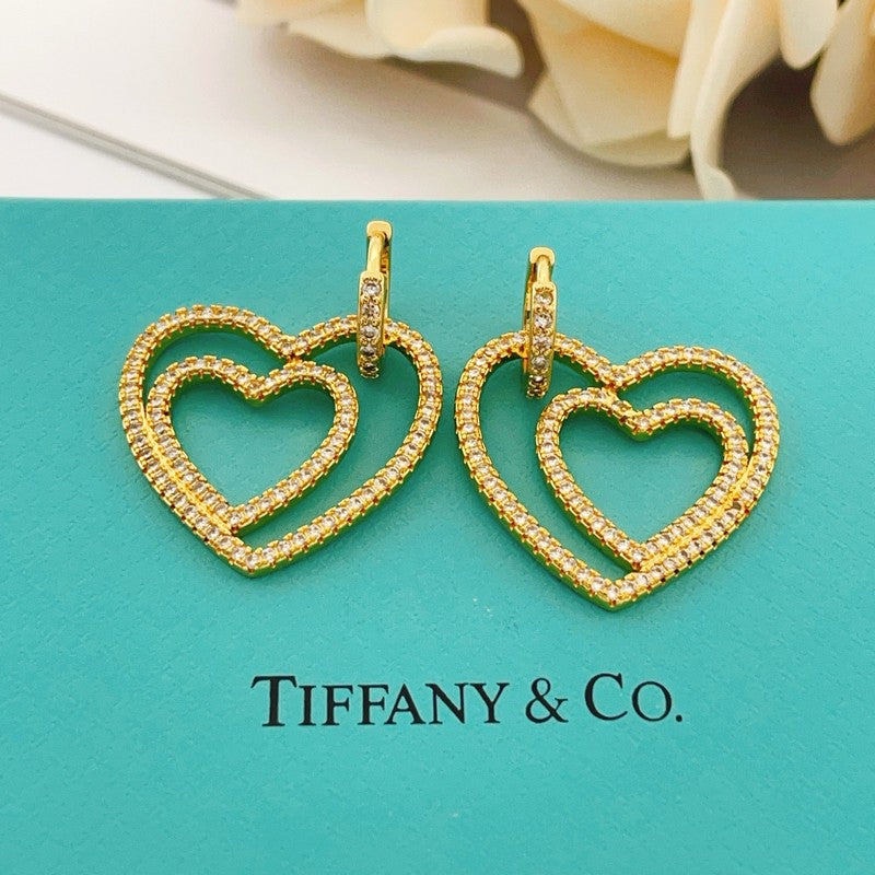 Tiffany Heart Diamond 18K Gold Earrings