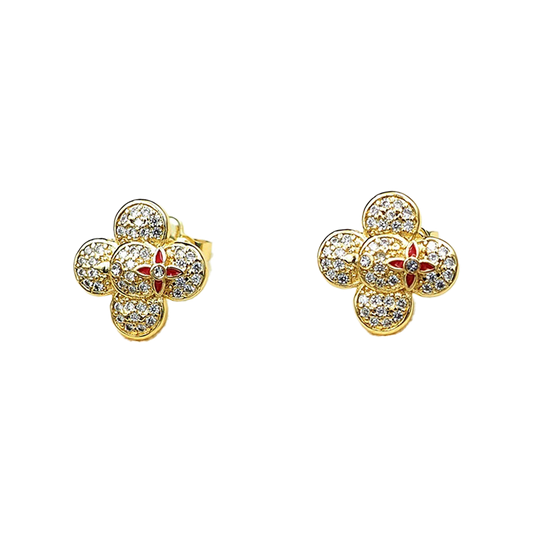 Louis Vuitton Vivienne Diamond 18K Gold Earrings