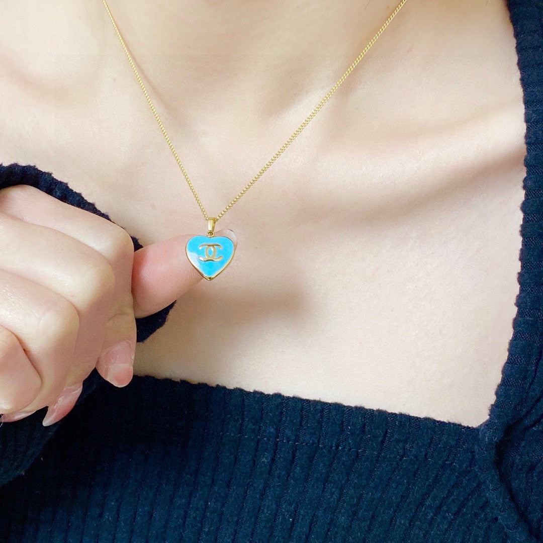 Chanel Blue Heart 18K Gold Necklace