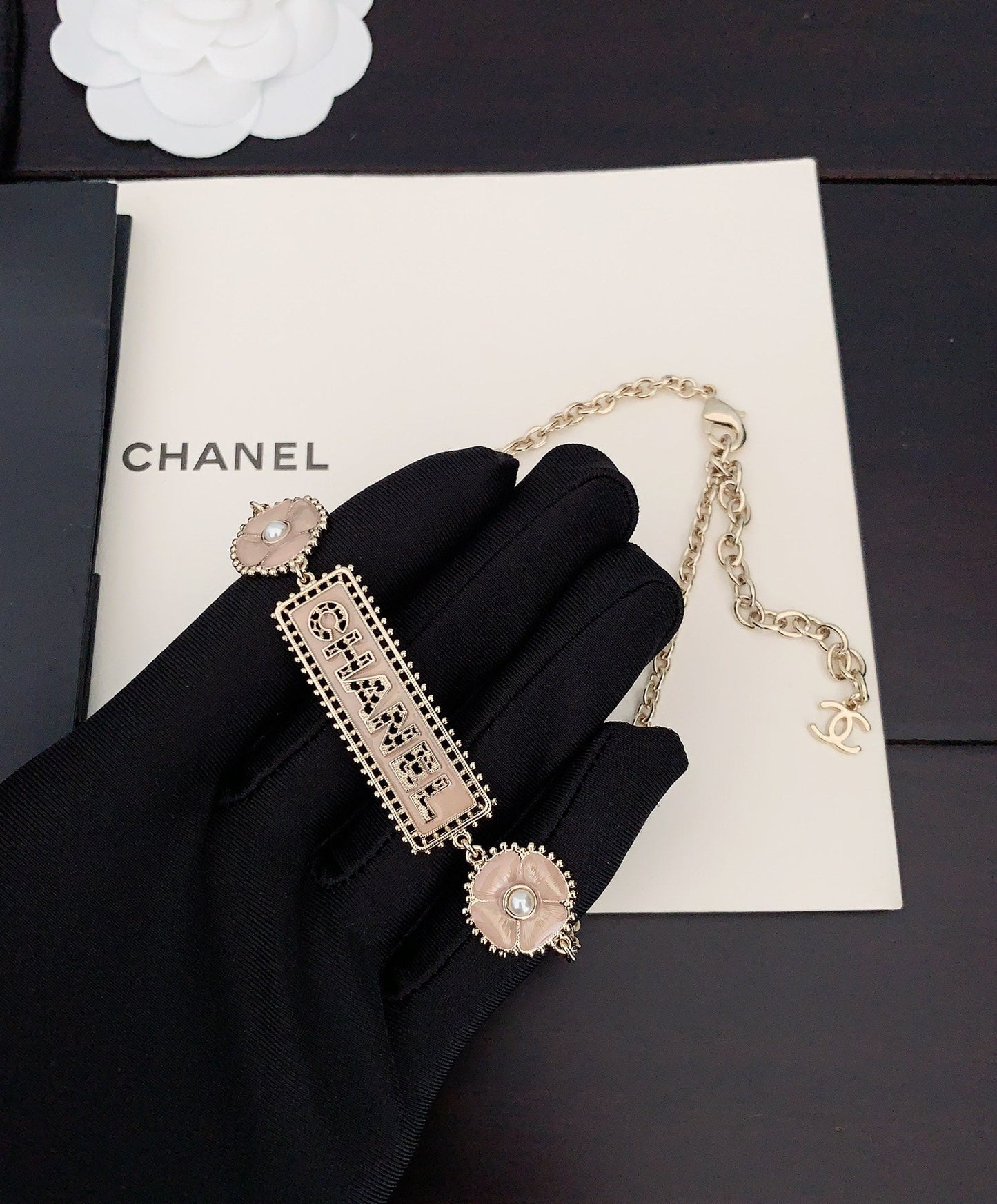 Chanel Resin Diamonds 18K Gold Necklace