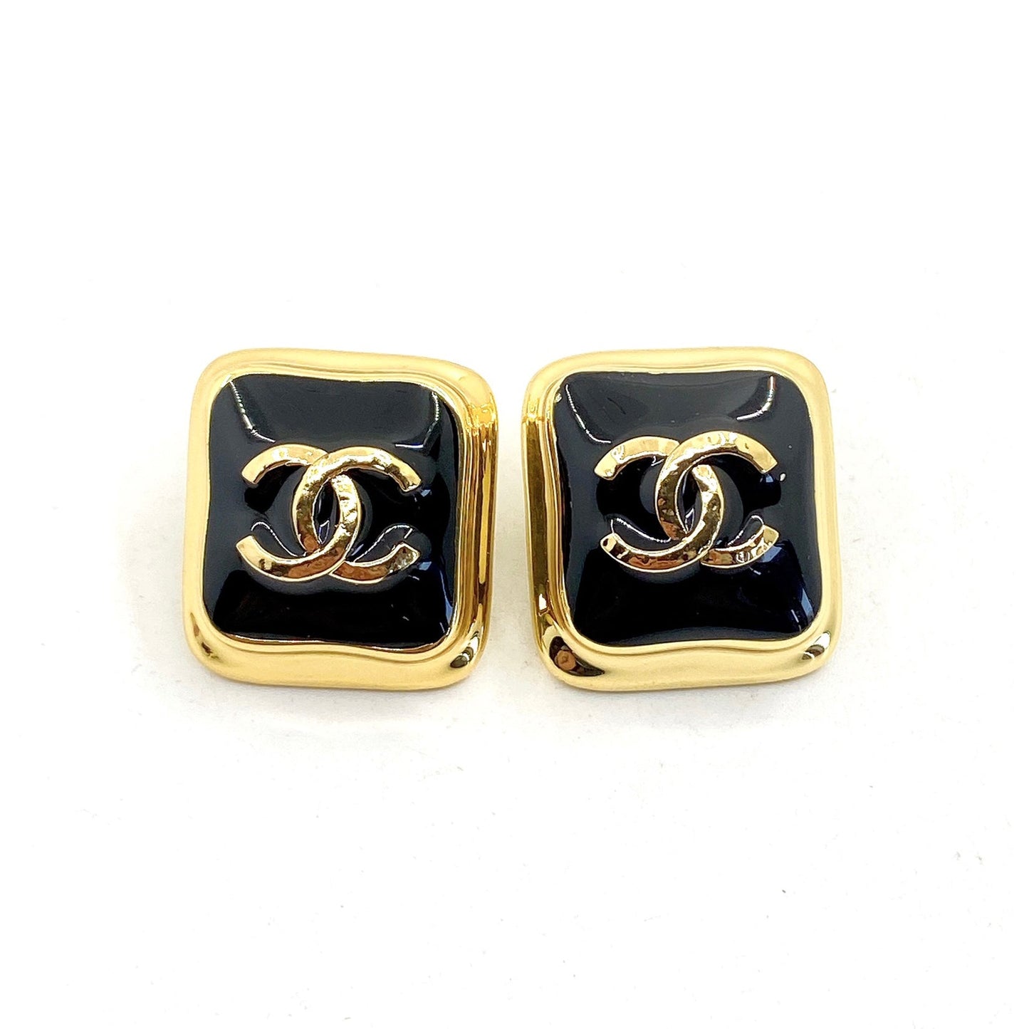 Chanel Square 18K Gold Earrings