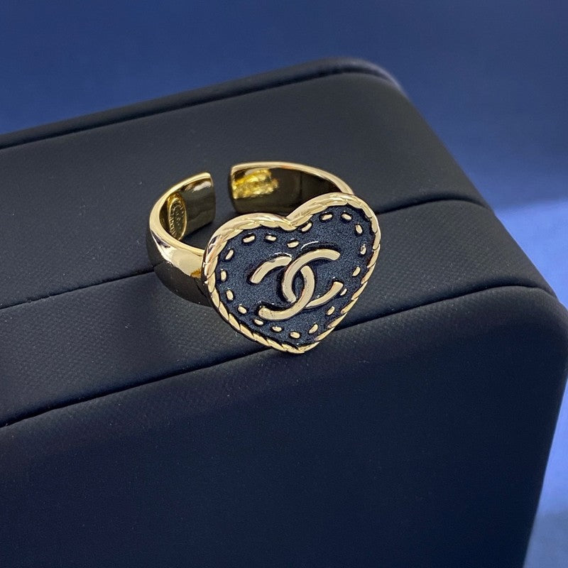 Chanel Black Open 18K Gold Ring