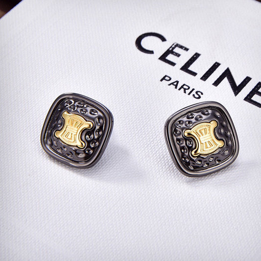 Celine Black Gold 18K Gold Earrings