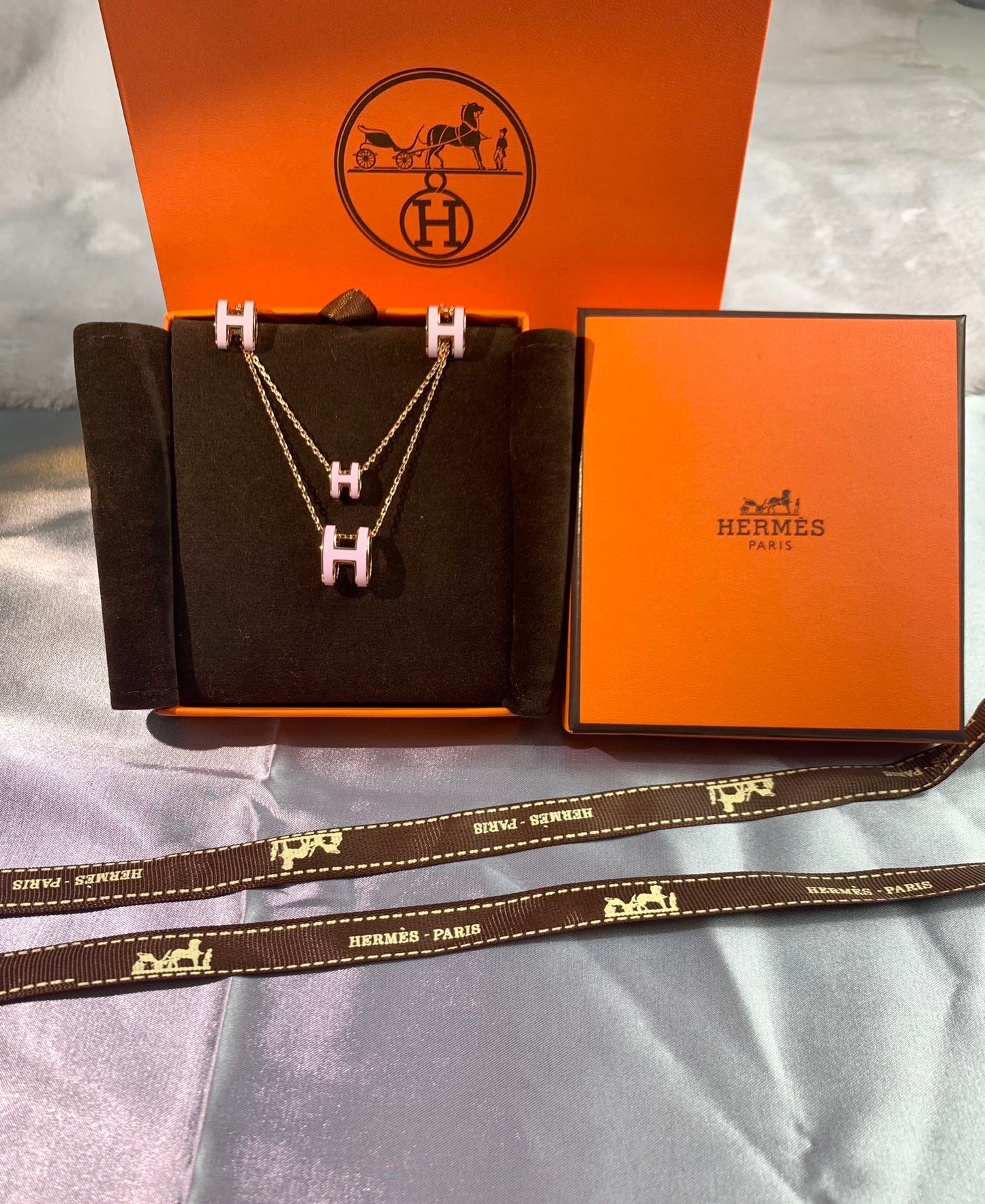 Hermes Mini Pop Pink 18K Gold Necklace