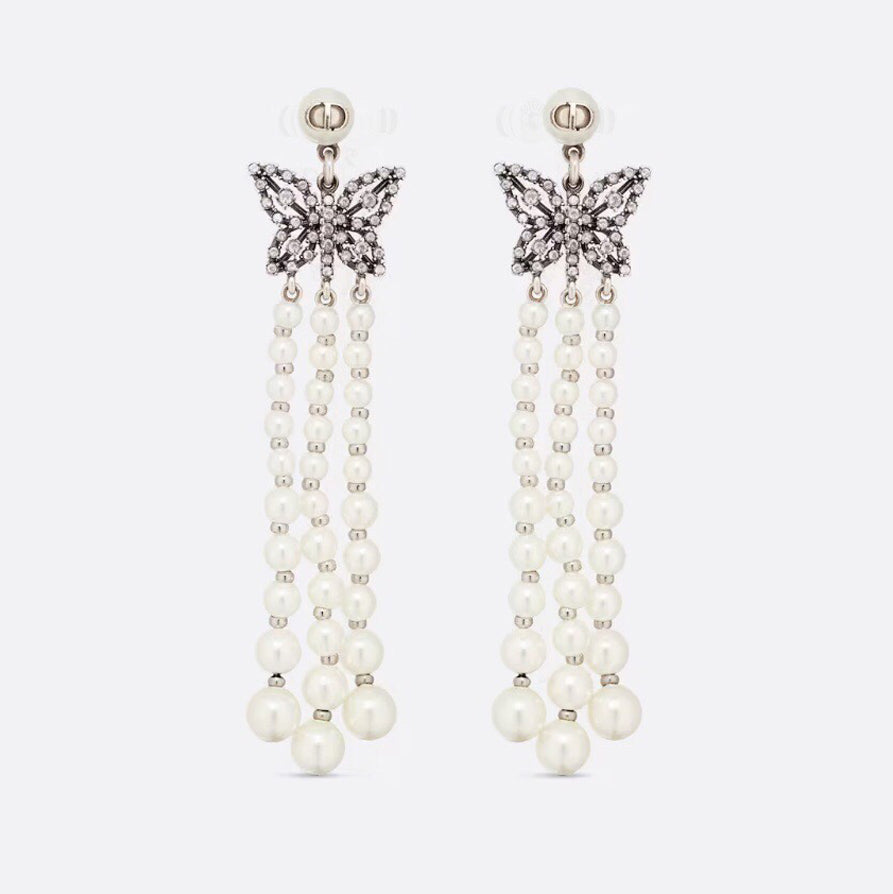 Dior Pearls Tassel Long 18K Gold Earrings