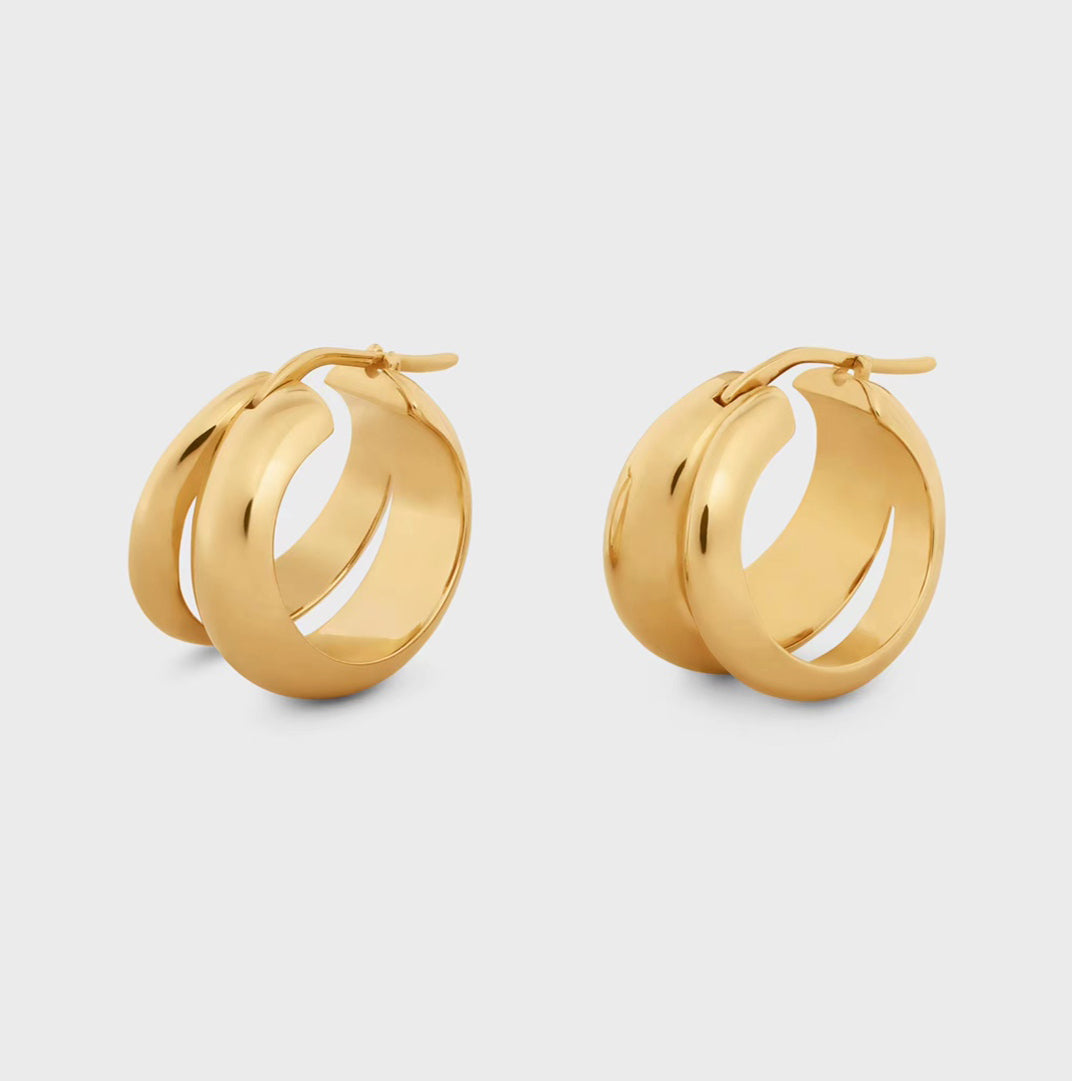 Celine Formes Abstraites Hoops 18K Gold Earrings
