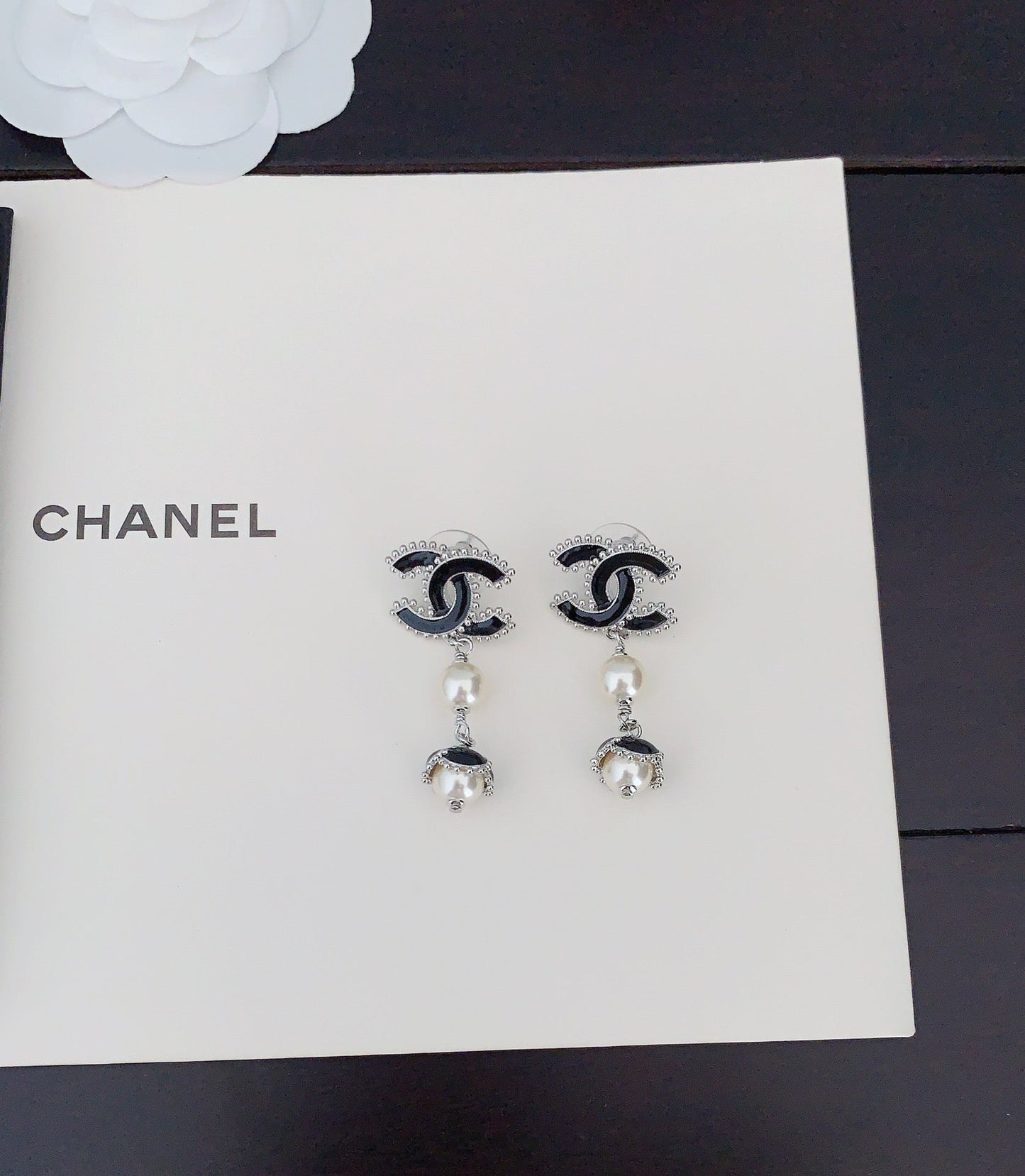 Chanel Pearl Crystals 18K Gold Earrings