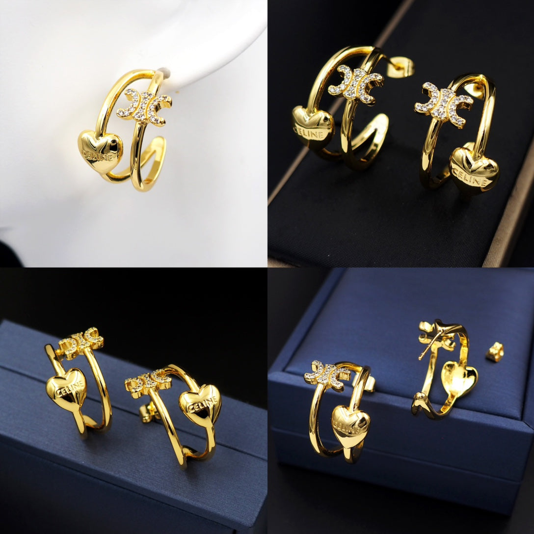 Celine Heart 18K Gold Earrings
