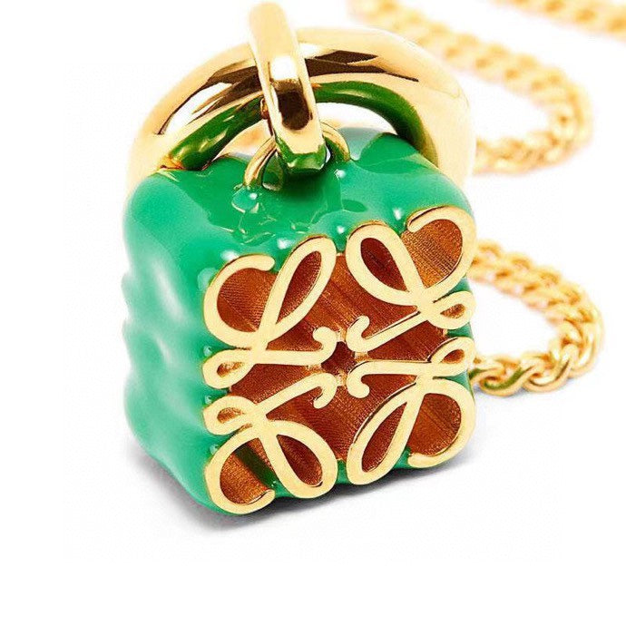 LOEWE Anagram Pendant 18K Gold Necklace