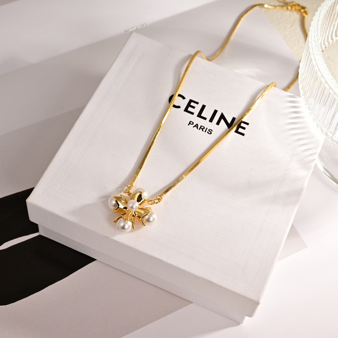 Celine Celine Pearl 18K Gold Necklace