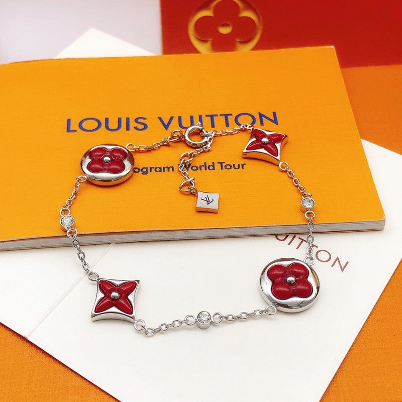 Louis Vuitton Blossom Red Flower 18K Gold Bracelet