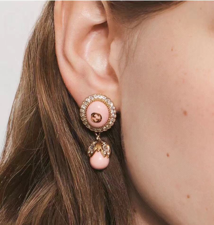 Gucci Double Pink Pearls 18K Gold Earrings
