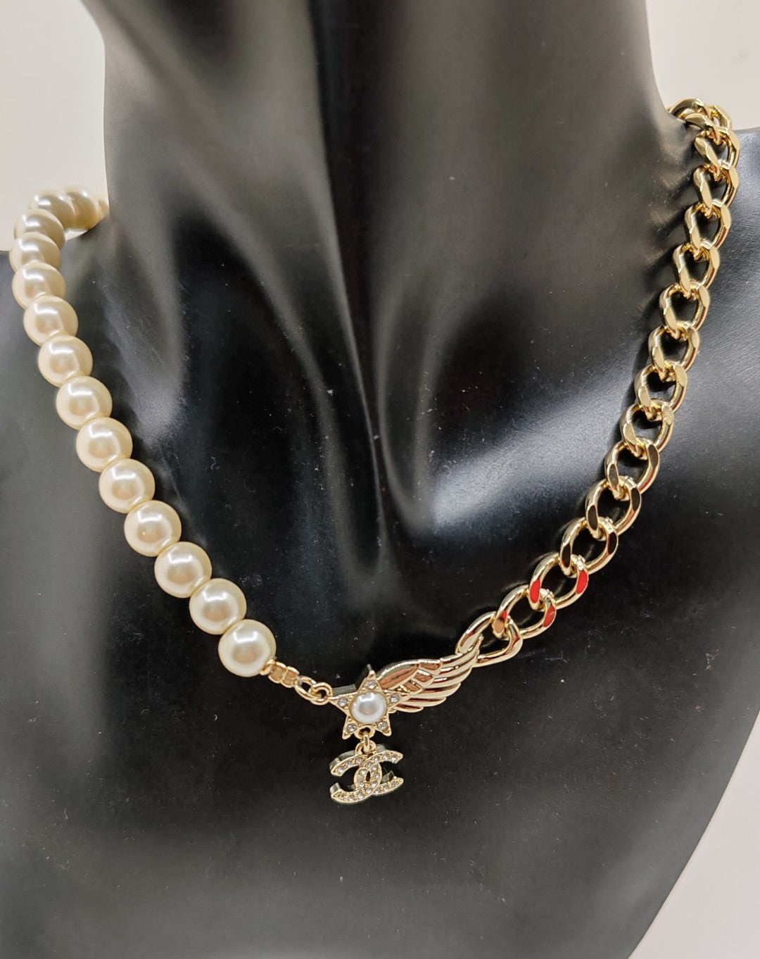 Chanel Pearl Chain Choker 18K Gold Necklace