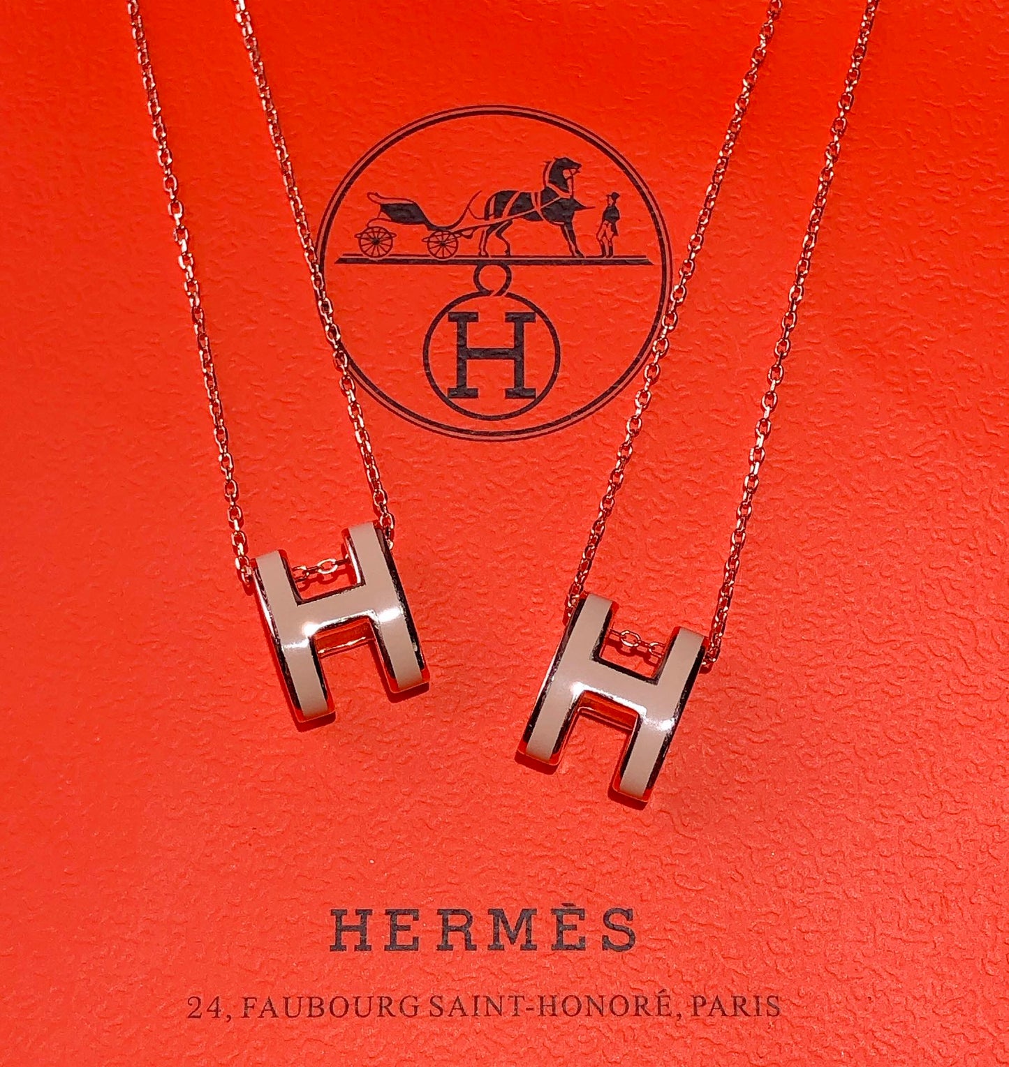 Hermes Mini Pop Grey 18K Gold Necklace