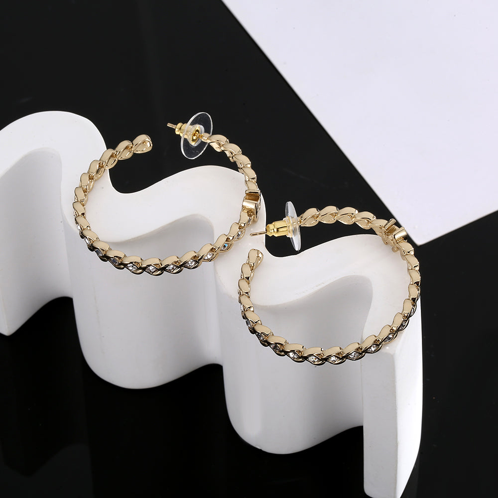 Chanel Crystal 18K Gold Earrings