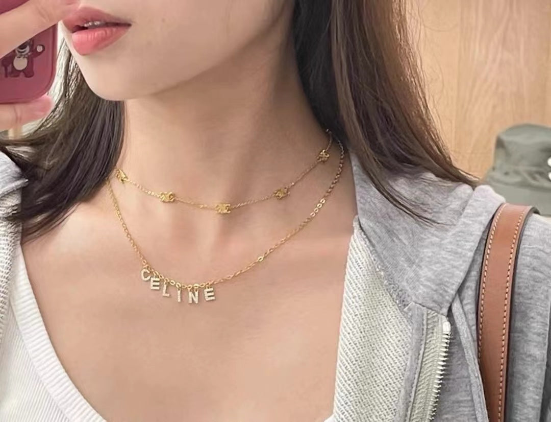 Celine Paris Strass Crystals 18K Gold Necklace