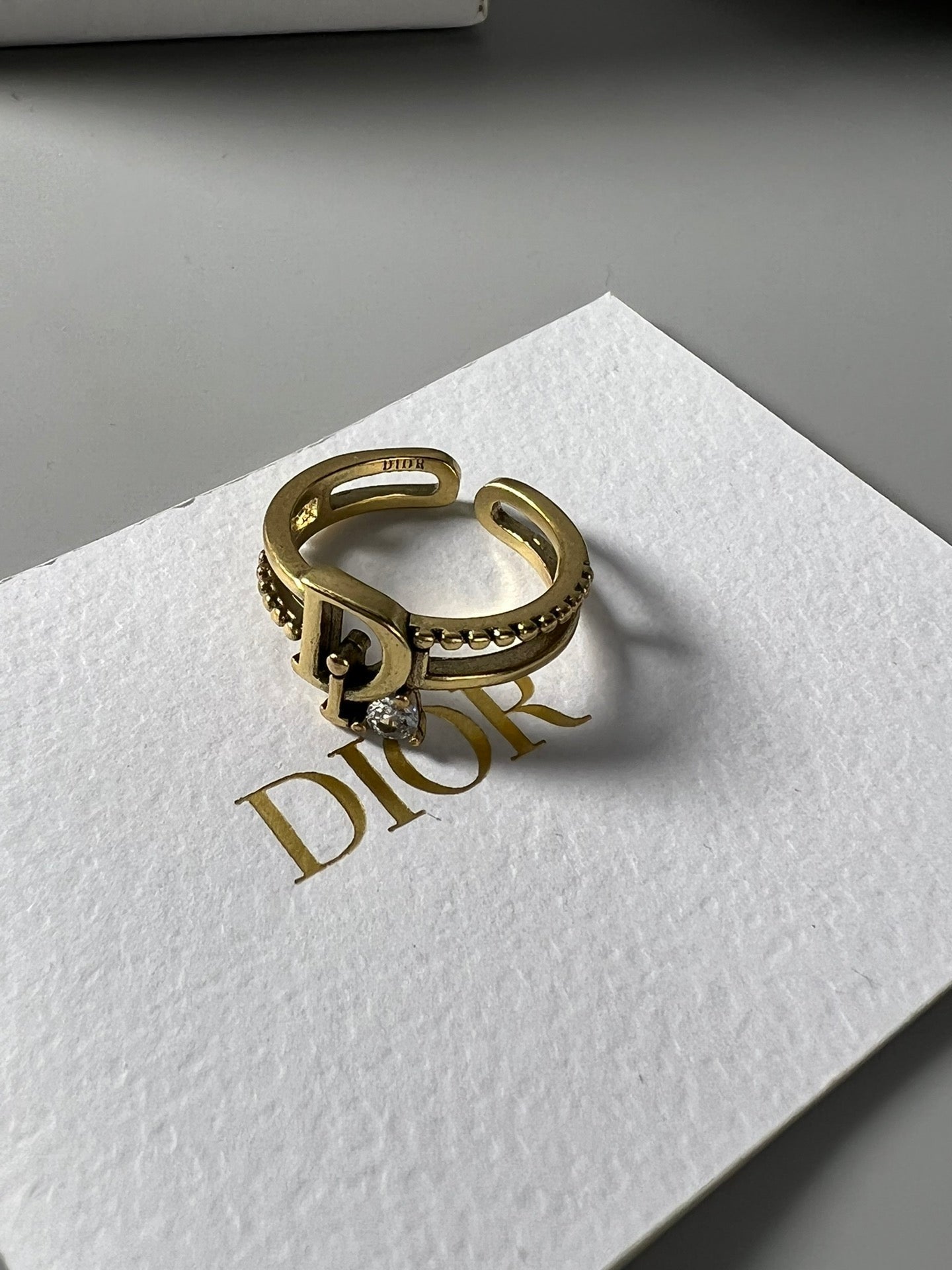 Dior Crystal 18K Gold Ring
