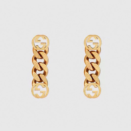 Gucci Double Chain 18K Gold Earrings