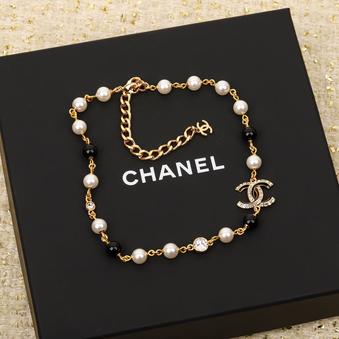 Chanel Black Pearls 18K Gold Necklace