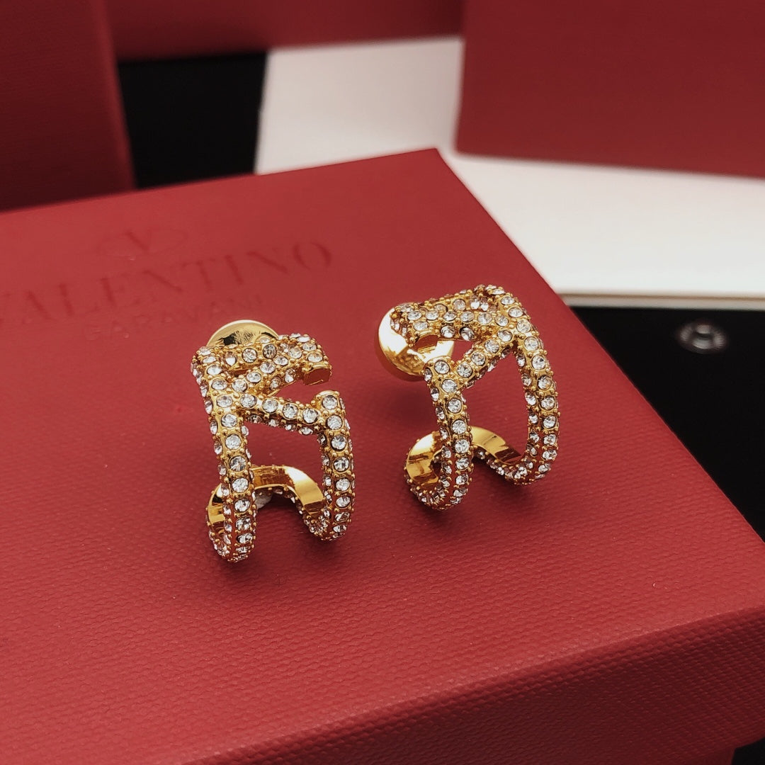 Valentino Diamonds Open 18K Gold Earrings