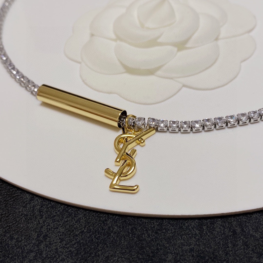 YSL Chain Diamond 18K Gold Necklace