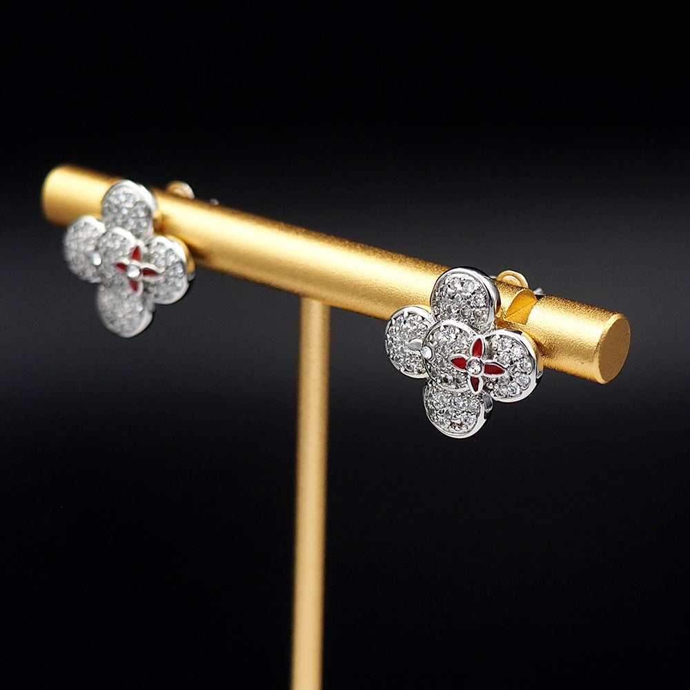 Louis Vuitton Vivienne Diamond 18K Gold Earrings