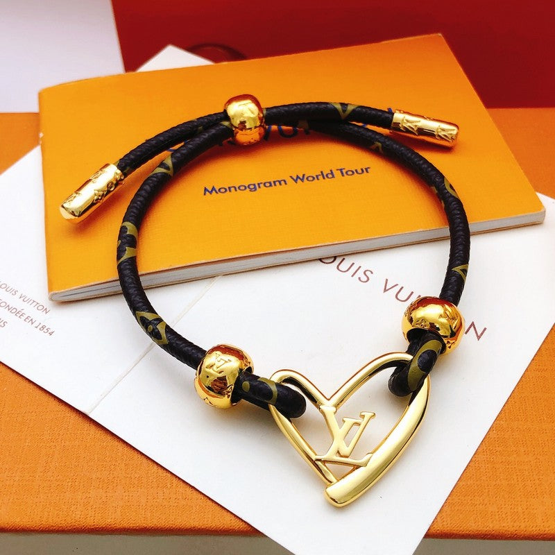 Louis Vuitton Heart Charm 18K Gold Bracelet