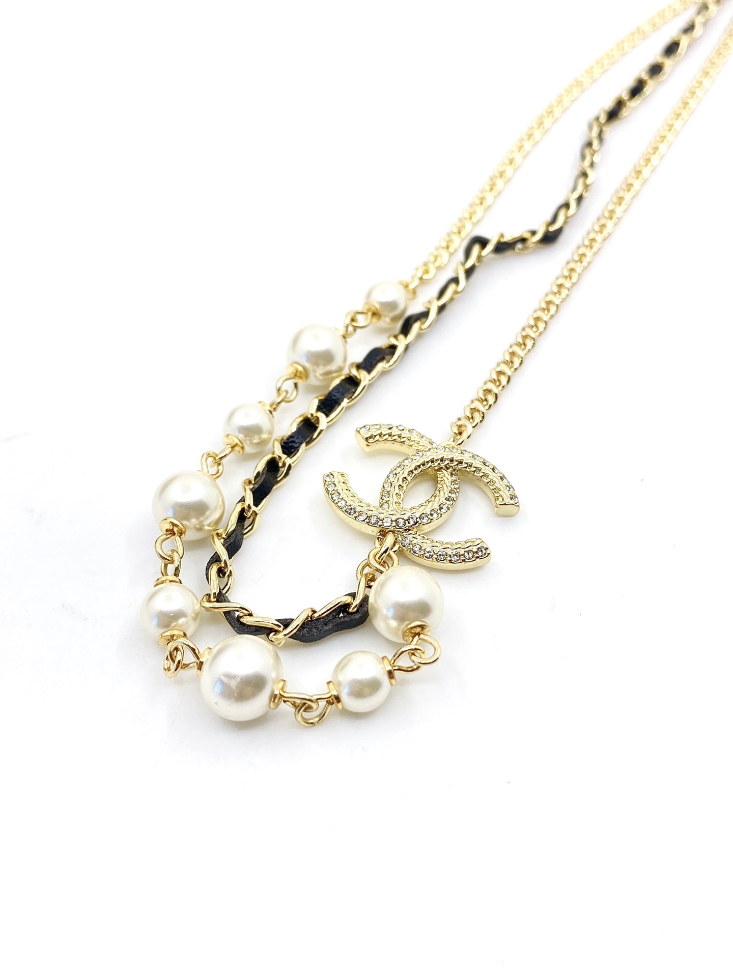 Chanel Pearls & Leather 18K Gold Necklace