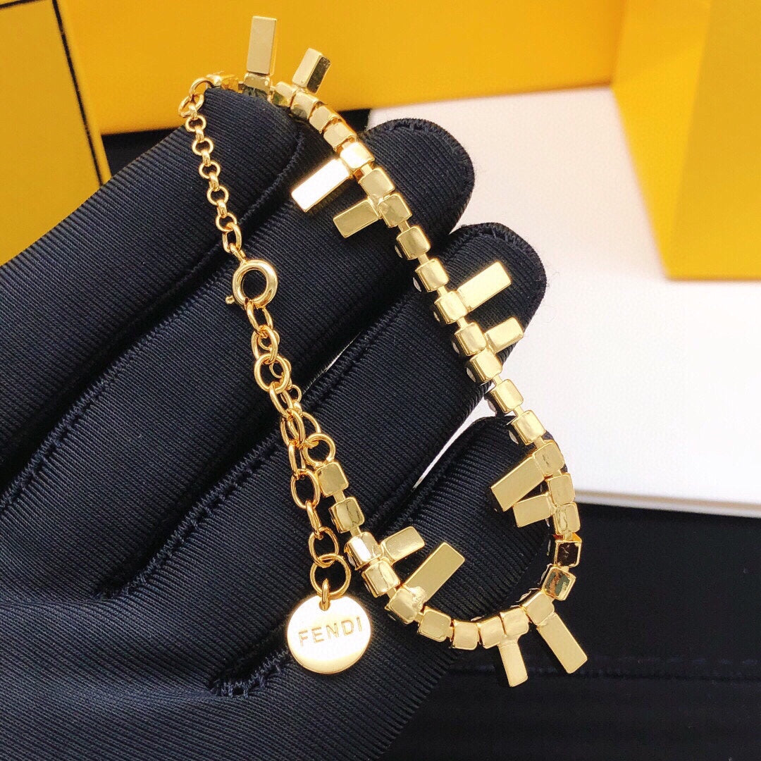 Fendi Is Crystals 18K Gold Bracelet